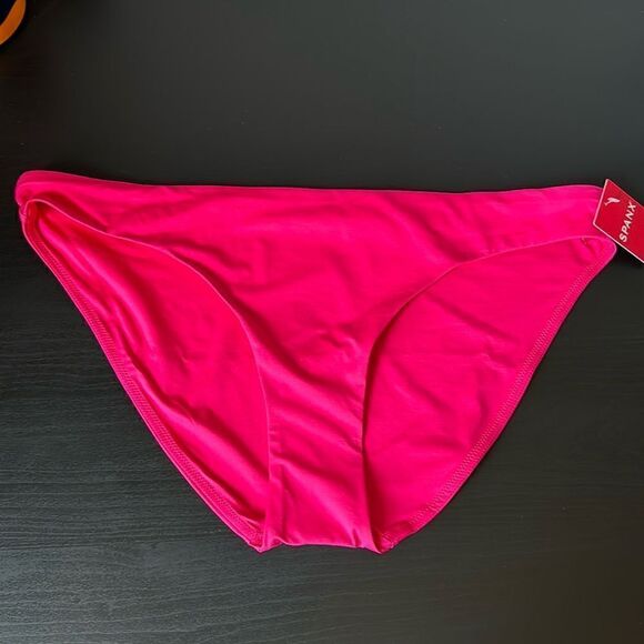 NWT SPANX Swim Classic Bikini Bottom Hot Pink Hibiscus XL Double Layer UPF 50 - Picture 3 of 11